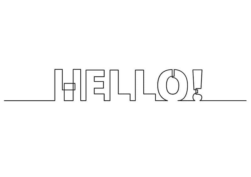 Image that says Hello in a fun font