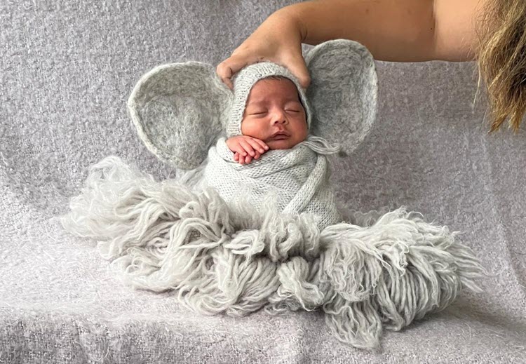 sleeping baby in elephant costume